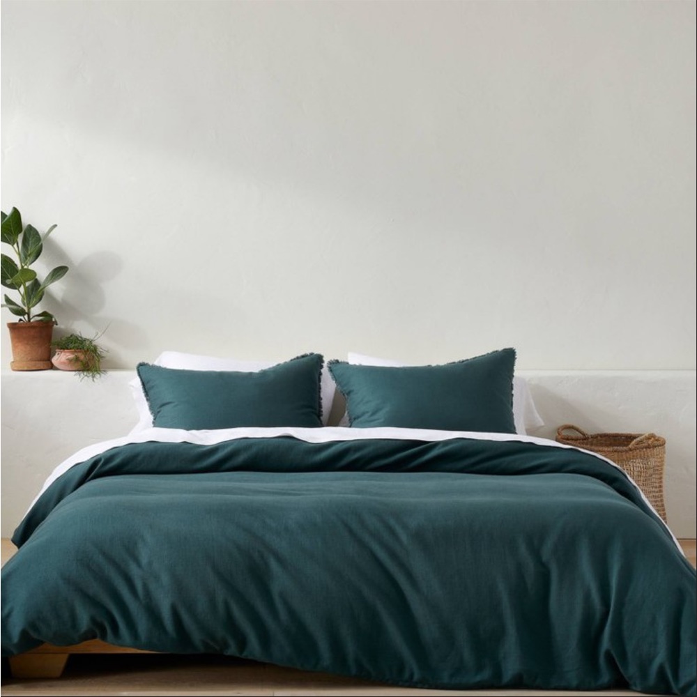 New Heavy weight linen duvet teal Q
